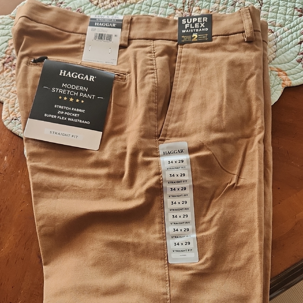Haggar Men's Stretch Chinos in Brown